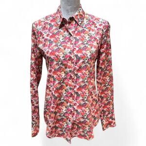 MONA THALHEIMER Women Floral Button Down Cotton‎ Shirt Career Top Size XS USA